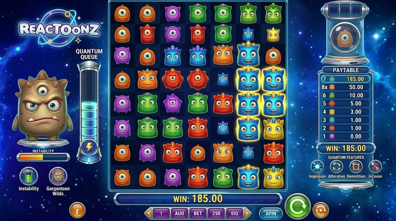 The official version of Reactoonz reveals its cluster payouts and alien-themed bonuses